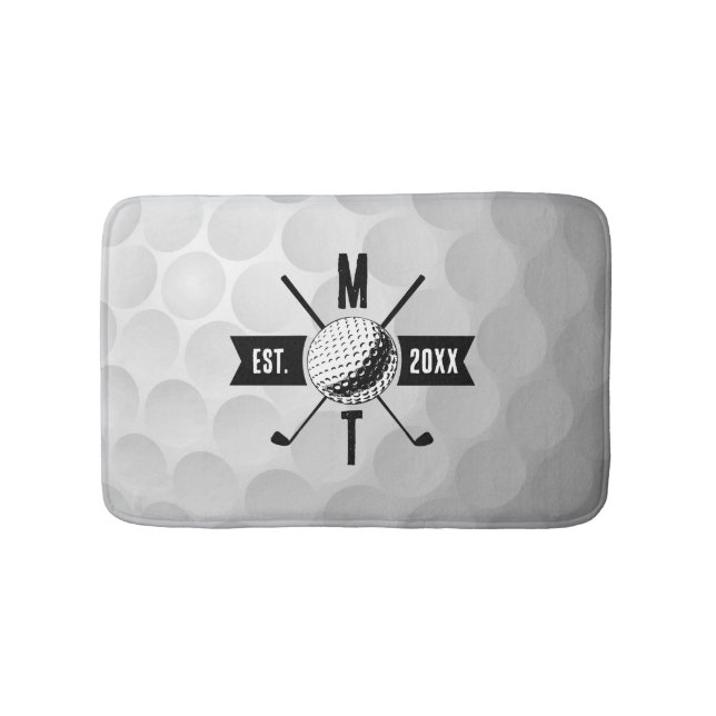 Golf Boll Struktur & Klubb Initial Monogram Badrumsmatta (Framsidan)