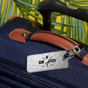 Golf Boll Struktur & Klubb Initial Monogram Bagagebricka