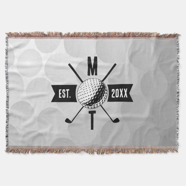 Golf Boll Struktur & Klubb Initial Monogram Filt (Framsidan)