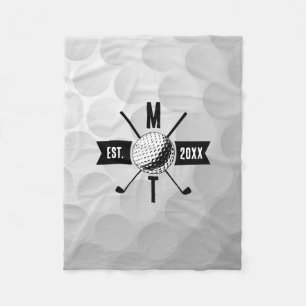 Golf Boll Struktur & Klubb Initial Monogram Fleecefilt