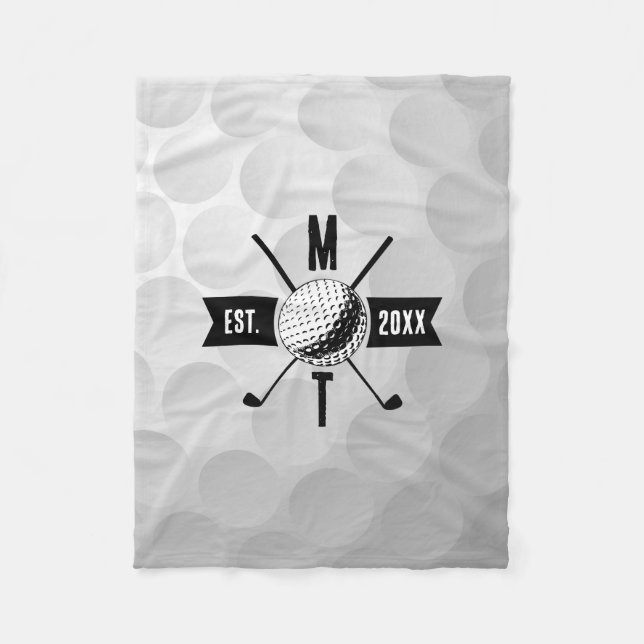 Golf Boll Struktur & Klubb Initial Monogram Fleecefilt (Framsidan)