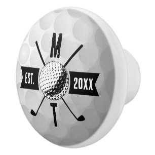 Golf Boll Struktur & Klubb Initial Monogram Knopp