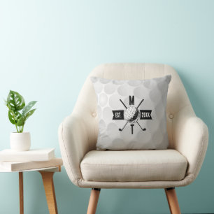 Golf Boll Struktur & Klubb Initial Monogram Kudde