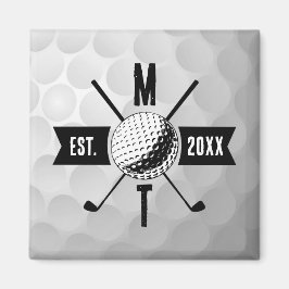 Golf Boll Struktur & Klubb Initial Monogram Magnet