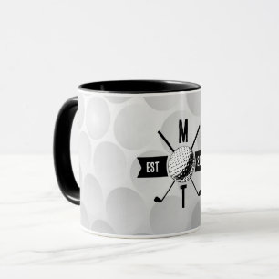 Golf Boll Struktur & Klubb Initial Monogram Mugg