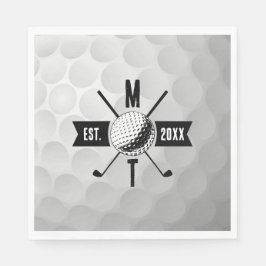 Golf Boll Struktur & Klubb Initial Monogram Pappersservett