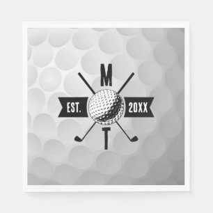 Golf Boll Struktur & Klubb Initial Monogram Pappersservett