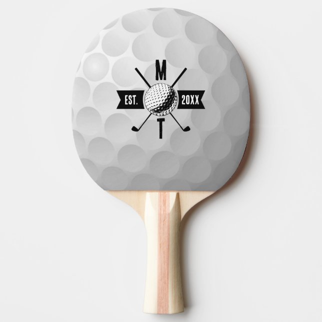 Golf Boll Struktur & Klubb Initial Monogram Pingisracket (Framsidan)
