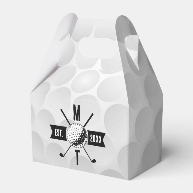 Golf Boll Struktur & Klubb Initial Monogram Presentaskar (Framsidan Sidan)