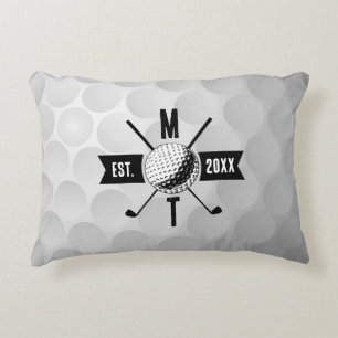 Golf Boll Struktur & Klubb Initial Monogram Prydnadskudde