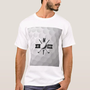 Golf Boll Struktur & Klubb Initial Monogram T Shirt