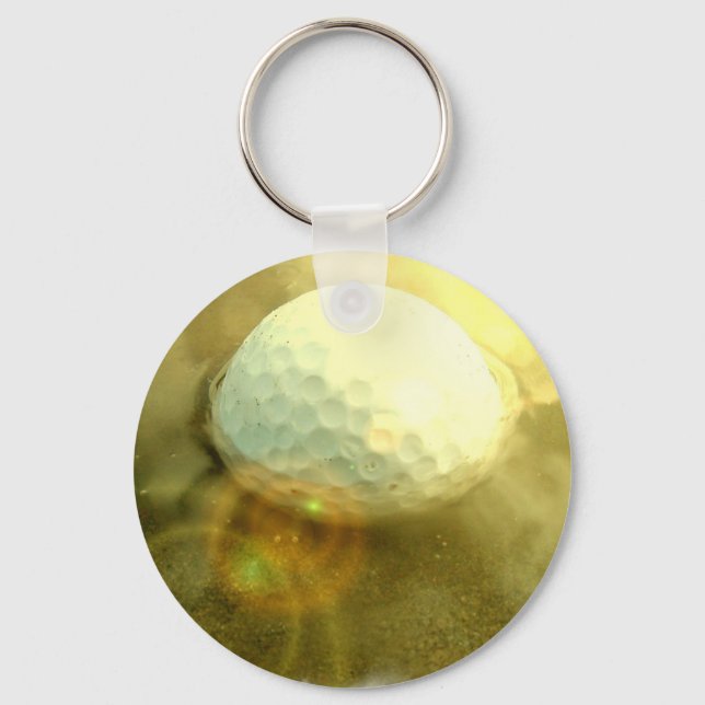 Golf Boll Stuck i Lera Keychain Nyckelring (Framsida)