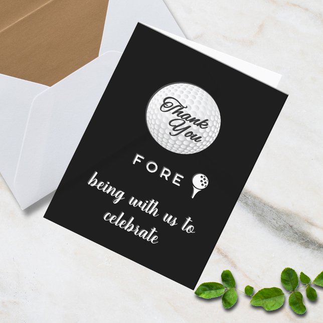 Golf Boll Tack Fore! Svartvit Anpassningsbar Kort (Skapare uppladdad)