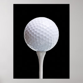 Golf Boll & Tee on Black - anpassad mall Poster