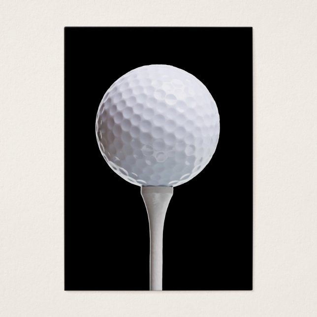 Golf Boll & Tee on Black - anpassad mall Visitkort (Framsidan)