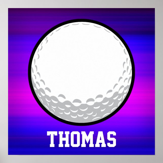Golf Boll; Vibrant Violet Blue och Magenta Poster (Framsidan)