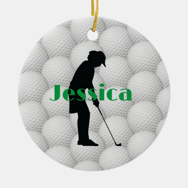 Golf Bollar Golfer Abstract Design Ceramic Ornamic Julgransprydnad Keramik (Framsidan)