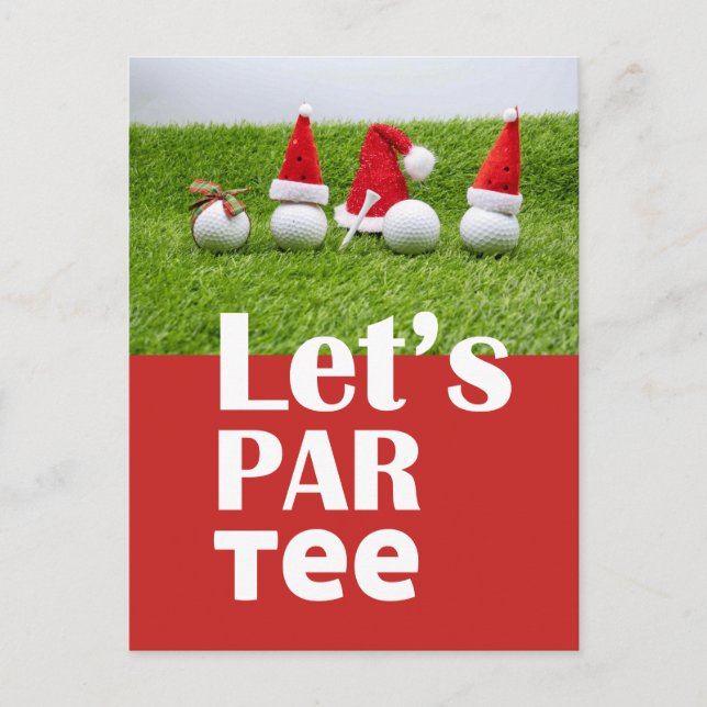 Golf bollar med julinbjudan till jultomten vykort (Framsida)