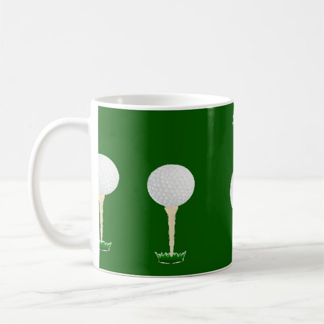 Golf bollar mönster på grönt kaffemugg (Vänster)