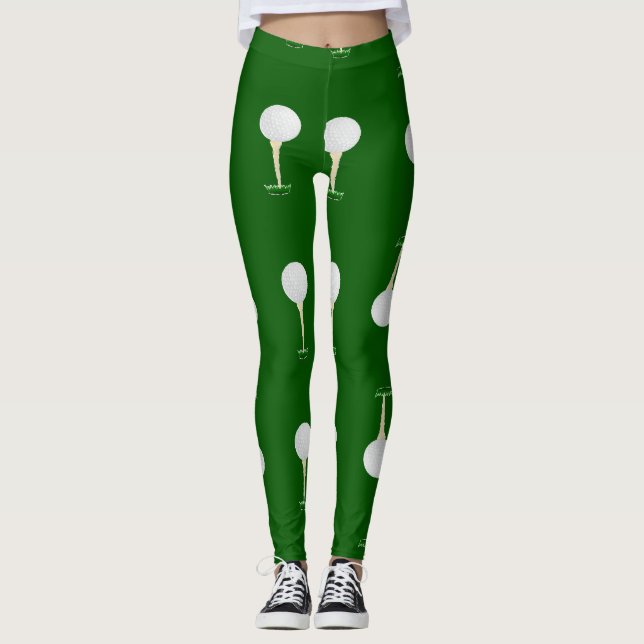 Golf bollar mönster på grönt leggings (Framsida)
