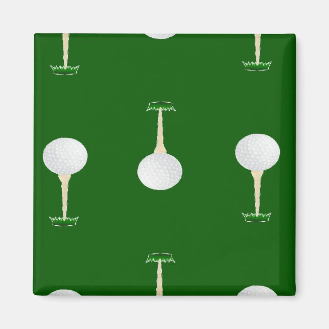 Golf bollar mönster på grönt magnet (Framsidan)