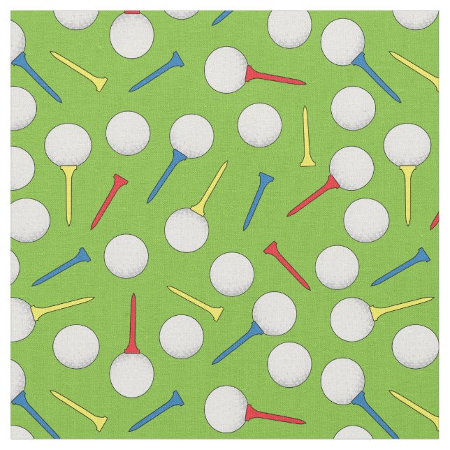 Golf Bollar och Tees Mönster om Grönt Tyg (Närbild)