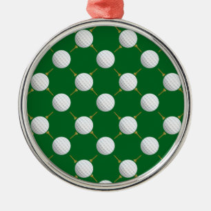 Golf bollar och Tees på Grönt Julgransprydnad Metall