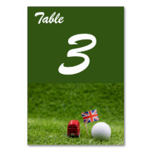 Golf bollar och Union Jack Flagga London England U