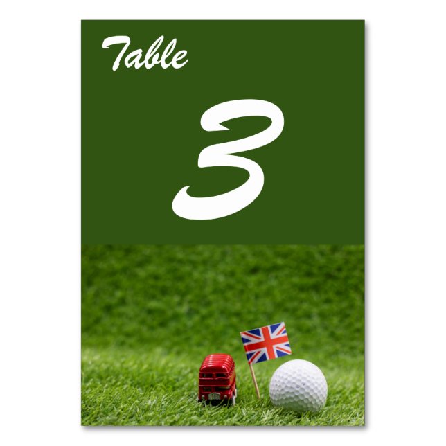 Golf bollar och Union Jack Flagga London England U Bordsnummer (Framsidan)