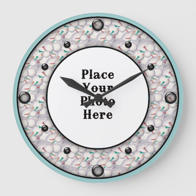 Golf Bollar Ram din fotomäggsklocka Stor Klocka (Framsida)