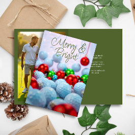 Golf Bollar & Shiny Ornaments ・ Familjefoto Grönt Helgkort