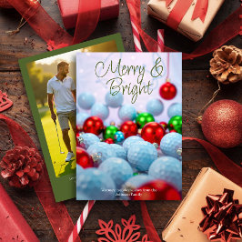 Golf Bollar & Shiny Ornaments ・ Familjefoto Grönt Julkort