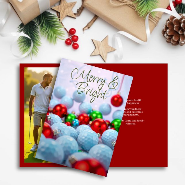 Golf Bollar & Shiny Ornaments ・ Familjefoto Red Helgkort (Skapare uppladdad)