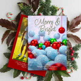 Golf Bollar & Shiny Ornaments ・ Familjefoto Red Julkort