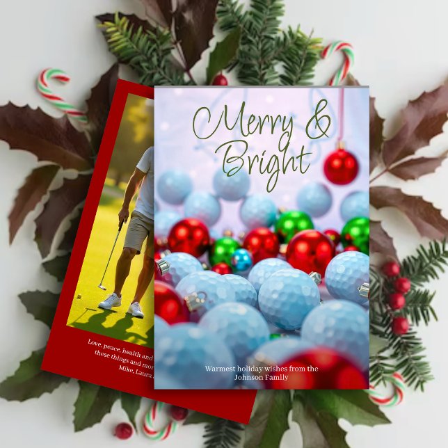 Golf Bollar & Shiny Ornaments ・ Familjefoto Red Julkort (Skapare uppladdad)