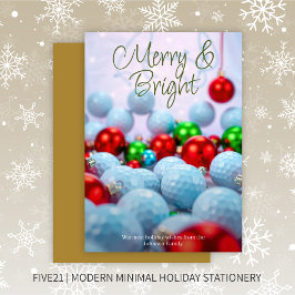Golf Bollar & Shiny Ornaments ・ Guld Julkort