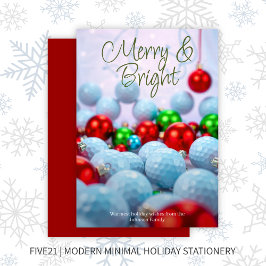 Golf Bollar & Shiny Ornaments ・ Röd Julkort