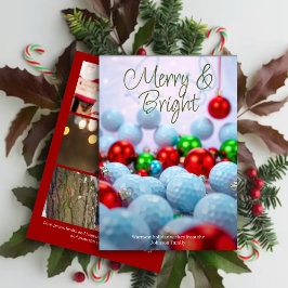 Golf Bollar & Shiny Ornaments ・ Tre fotoröda Julkort