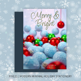 Golf Bollar & Shiny Ornamet ・ Blå marinblå Julkort