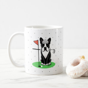 Golf Boston Terrier (svart) Cute Hund Kaffemugg