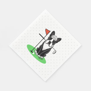 Golf Boston Terrier (svart) Cute Hund Pappersservett