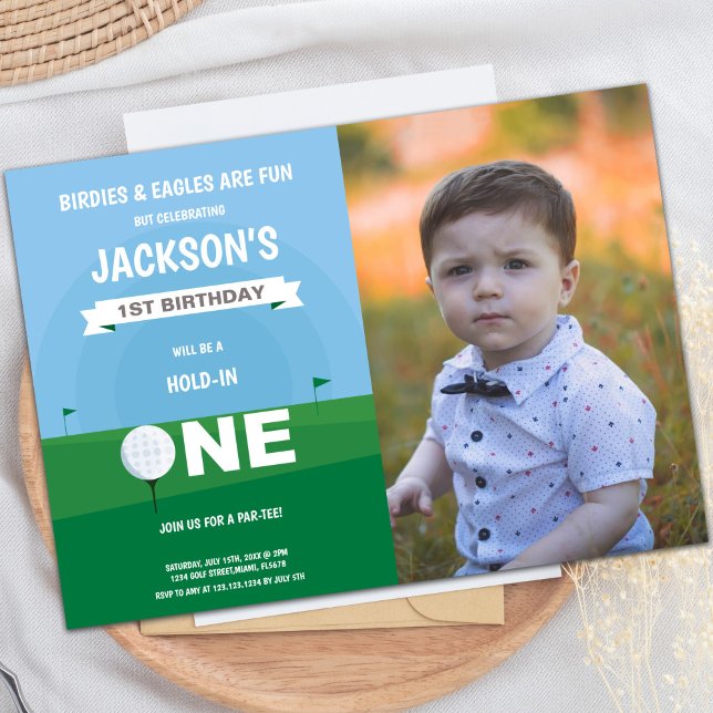 Golf Boy Birthday Invitations with photo Inbjudningar (Golf Boy Birthday Invitations with photo)