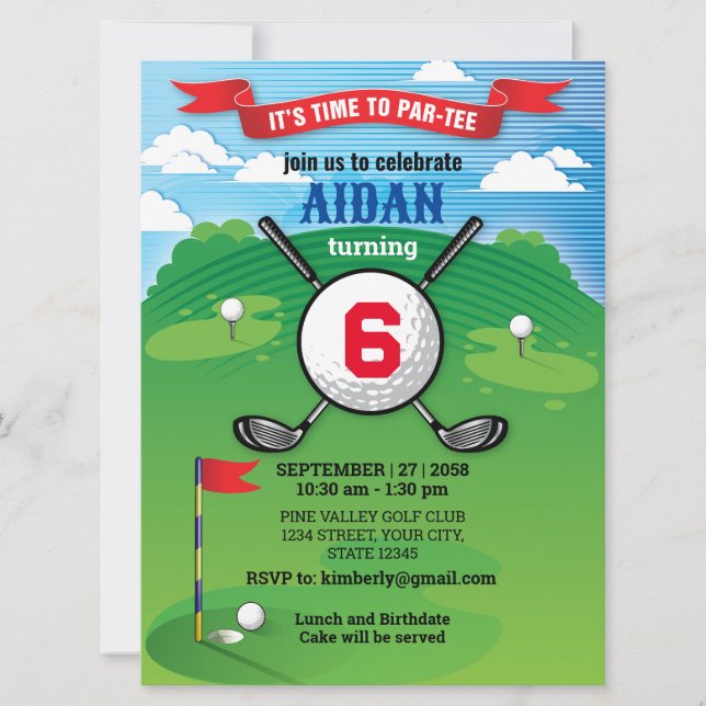 Golf Boy Birthday Par-Tee Design (Framsida)
