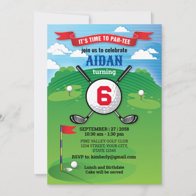 Golf Boy Birthday Par-Tee Design (Framsida)