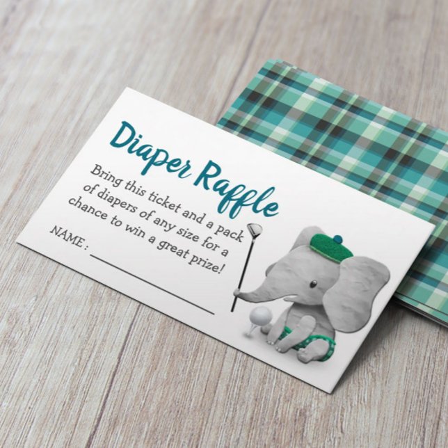 Golf Boy Elephant Baby Shower Raffle Tilläggskort (Skapare uppladdad)