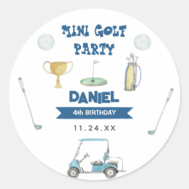 Golf Boy Födelsedagsfest Runt Klistermärke