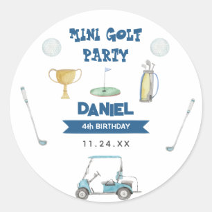 Golf Boy Födelsedagsfest Runt Klistermärke