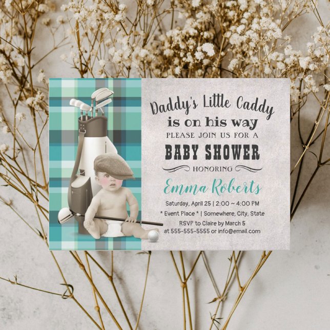 Golf Boy Future Golfer Cute Caddy Baby Shower Inbjudningar (Skapare uppladdad)