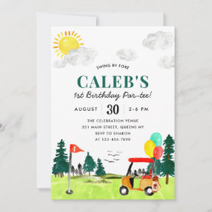 Golf Boy Golfing Swing by Fore a Par-tee Birthday Inbjudningar