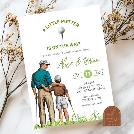 Golf Boy Little Putter är på väg Baby Shower Inbjudningar